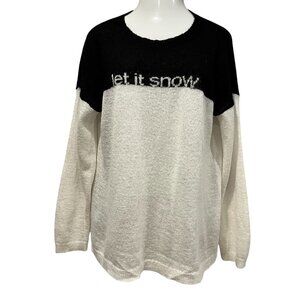 Sundance Let It Snow Lightweight Mohair Crew Sweater, Black Ivory XL